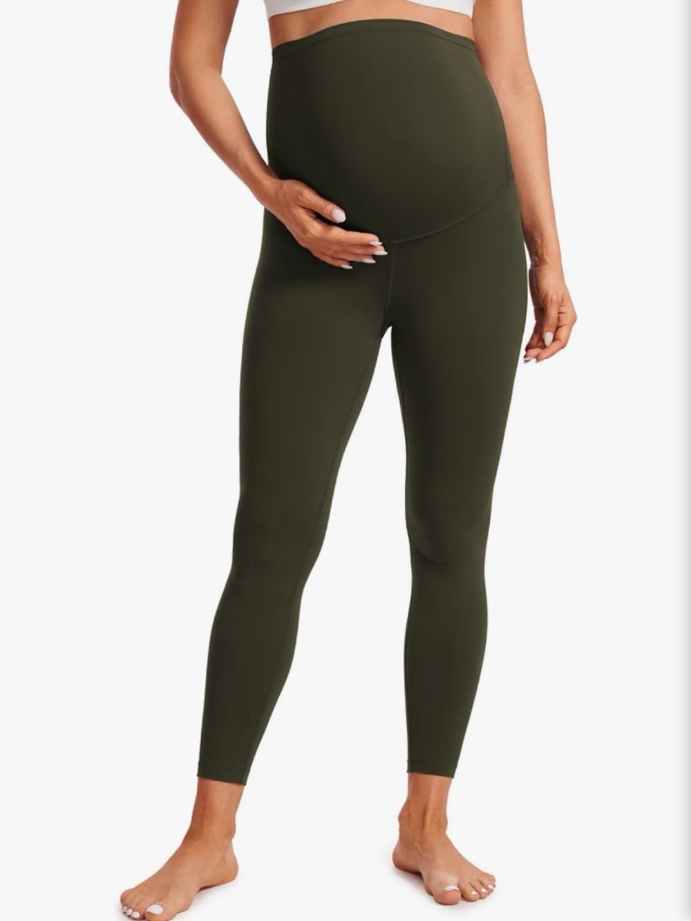 Maternity High-Waist Olive Green maternity Leggings